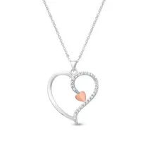 DiamonArt® Womens 1/2 CT. T.W. Cubic Zirconia 18K Rose Gold Over Silver Pendant Necklace