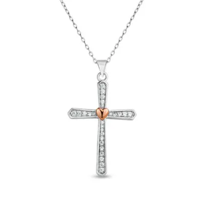 DiamonArt® Womens 1/2 CT. T.W. Cubic Zirconia 18K Rose Gold Over Silver Pendant Necklace