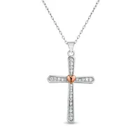 DiamonArt® Womens 1/2 CT. T.W. Cubic Zirconia 18K Rose Gold Over Silver Pendant Necklace