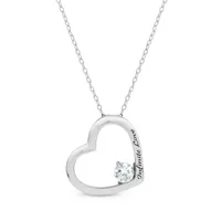 DiamonArt® Womens 3/4 CT. T.W. Lab Created White Cubic Zirconia Sterling Silver Heart Pendant Necklace