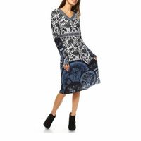 White Mark Naarah Womens Embroidered Long Sleeve Sweater Dress