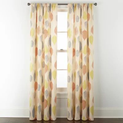 Home Expressions Stockholm Sketch Leaf Light-Filtering Rod Pocket Single Curtain Panel