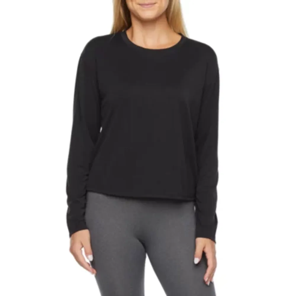 Stylus Womens Crew Neck Long Sleeve Crop Top