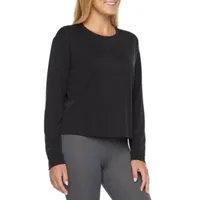 Stylus Womens Crew Neck Long Sleeve Crop Top