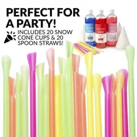 Nostalgia Premium 16-Ounce Snow Cone Syrups, Cups and Spoon-Straws Party Kit