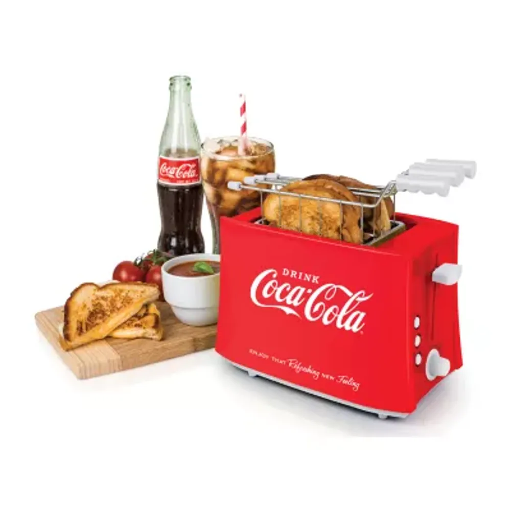 Nostalgia Coca-Cola Grilled Cheese Toaster with Easy-Clean Toaster Baskets and Adjustable Toasting Dial