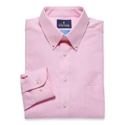 Stafford Coolmax Mens Button Down Collar Long Sleeve Stretch Fabric Wrinkle Free Dress Shirt