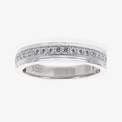 DiamonArt® Mens Cubic Zirconia Sterling Silver Wedding Band