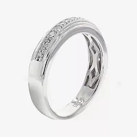 DiamonArt® Mens Cubic Zirconia Sterling Silver Wedding Band