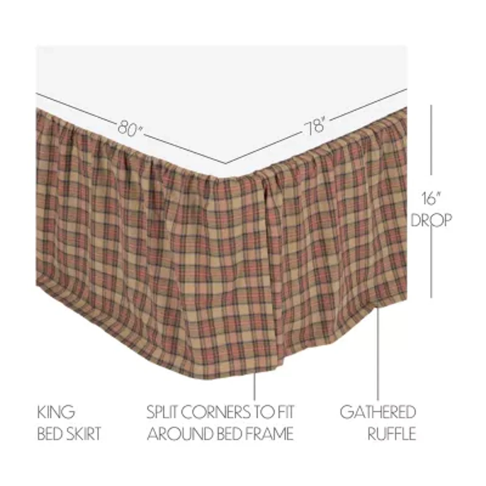 VHC Brands Cinnamon Plaid Bed Skirt