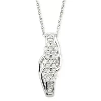 Diamond Blossom 1/4 CT.T.W. Natural Diamond Cluster Sterling SIlver Pendant Necklace