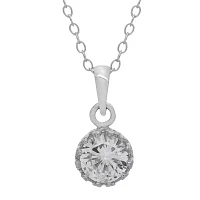 Lab-Created White Sapphire Sterling Silver Pendant Necklace