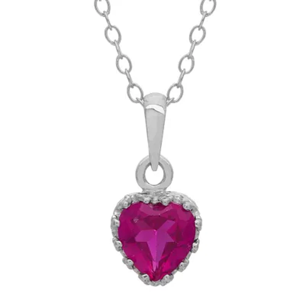 Lab-Created Ruby Sterling Silver Pendant Necklace