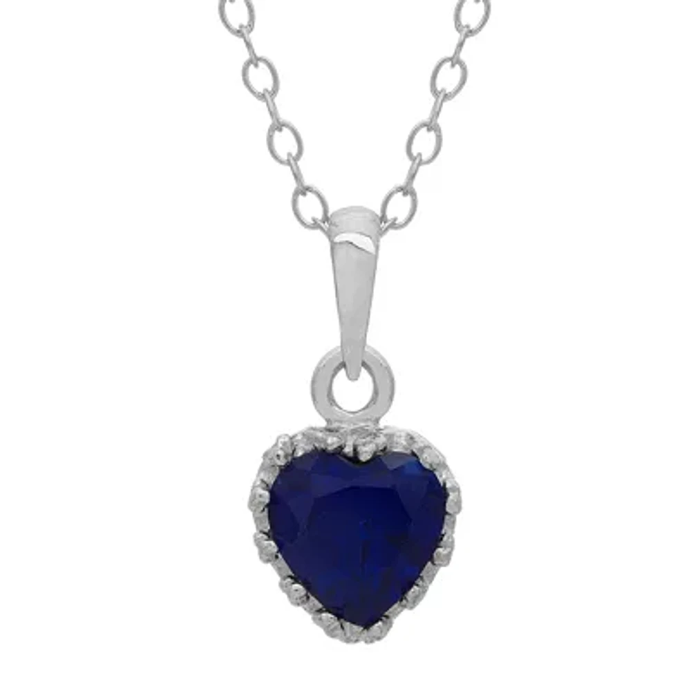 Lab-Created Sapphire Sterling Silver Pendant Necklace