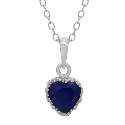 Lab-Created Sapphire Sterling Silver Pendant Necklace