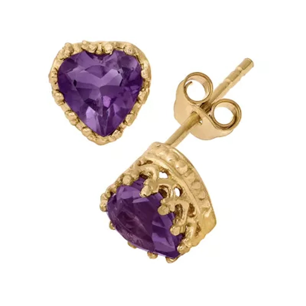 Genuine Amethyst 4K Gold Over Silver Earrings