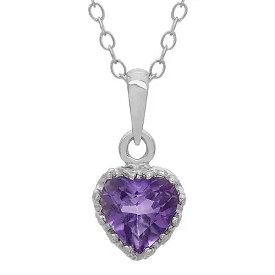 Genuine Amethyst Sterling Silver Pendant Necklace