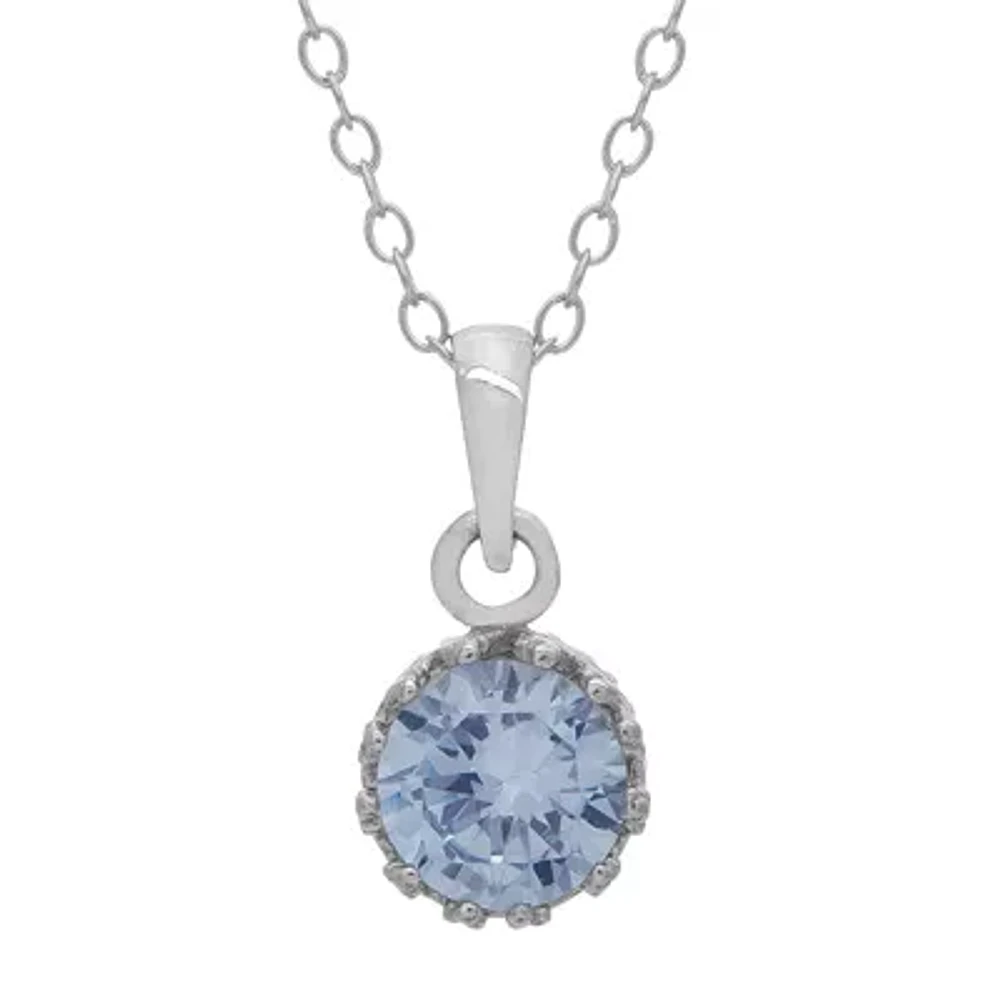 Lab-Created Aquamarine Sterling Silver Pendant Necklace