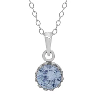 Lab-Created Aquamarine Sterling Silver Pendant Necklace