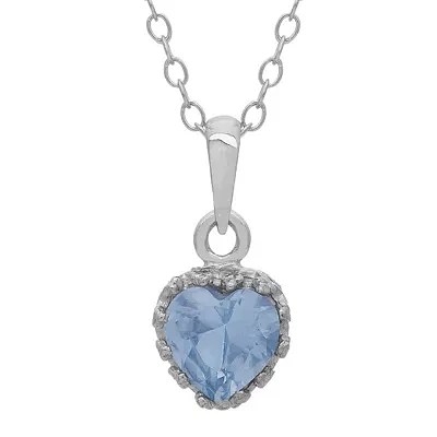 Lab-Created Aquamarine Sterling Silver Pendant Necklace