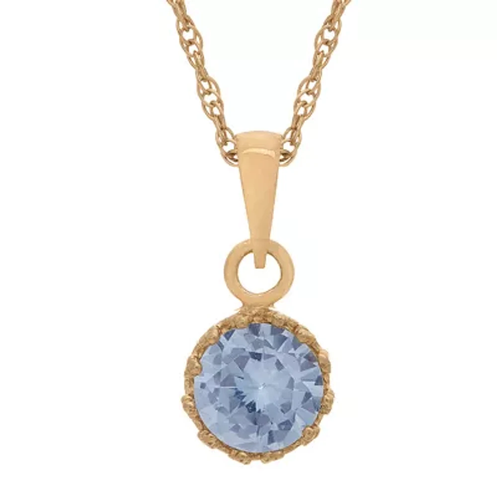 Lab-Created Aquamarine 14K Gold Over Silver Pendant Necklace