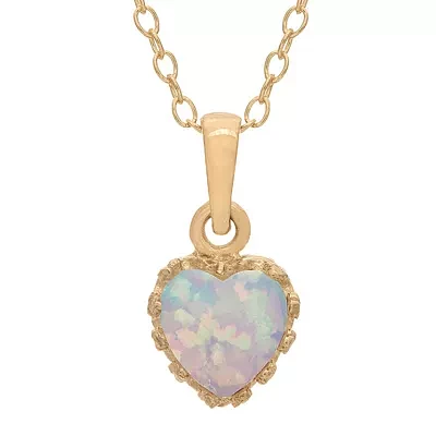 Simulated Opal 14K Gold Over Silver Pendant Necklace