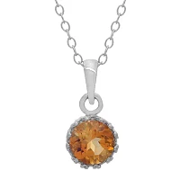 Genuine Citrine Sterling Silver Pendant