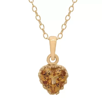 Genuine Citrine 14K Gold Over Silver Pendant