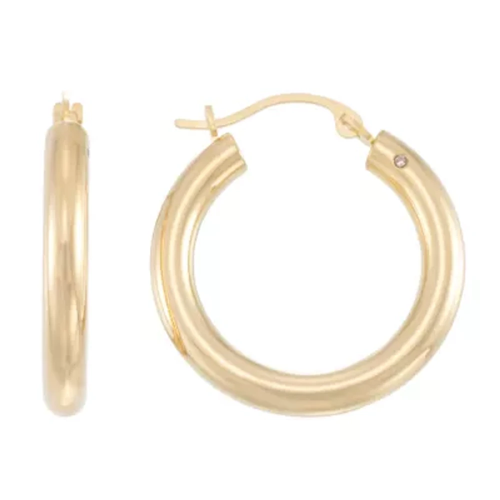 Gold Opulence 14K Gold Over Diamond Resin Hoop Earrings