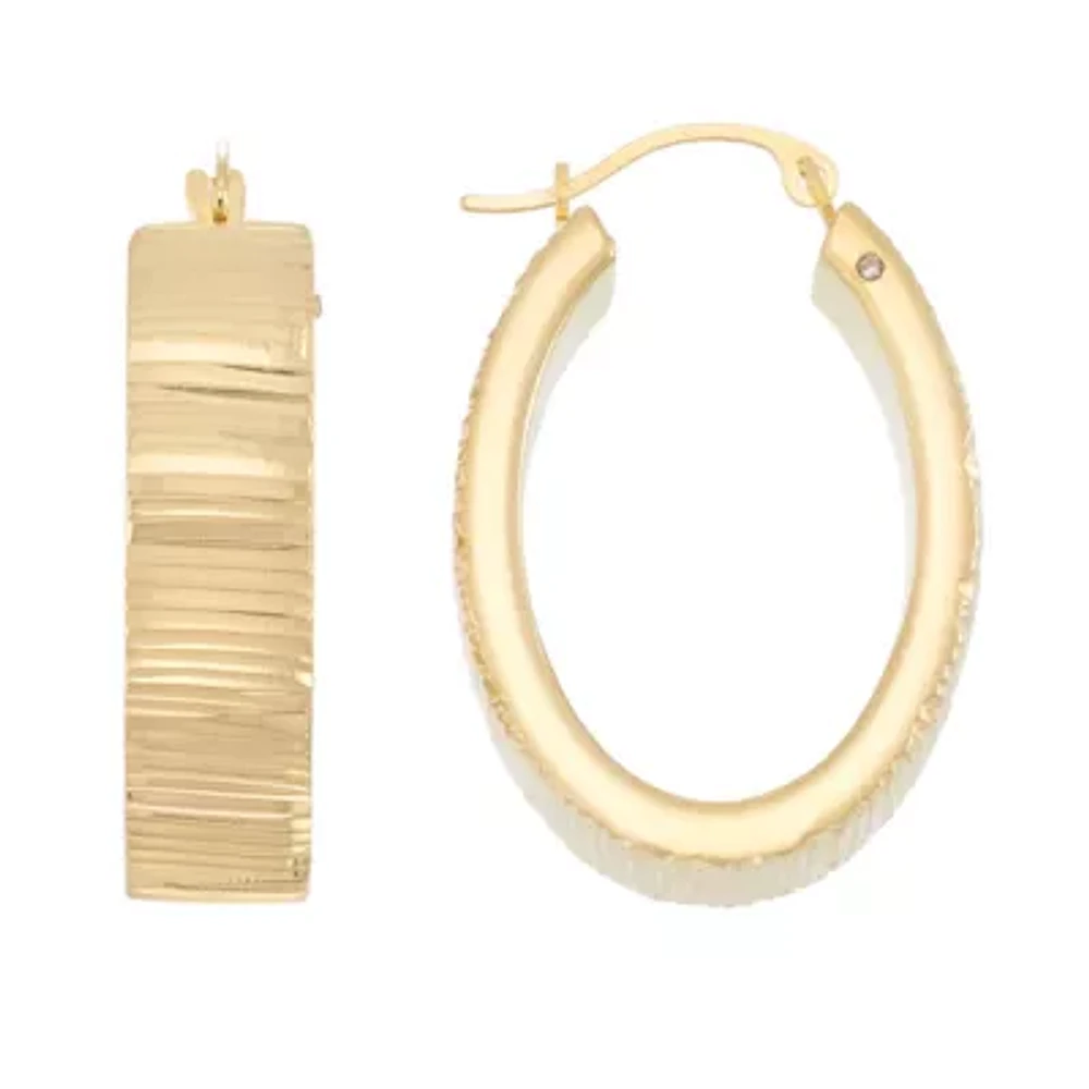 Gold Opulence 14K Gold Over Diamond Resin Hoop Earrings