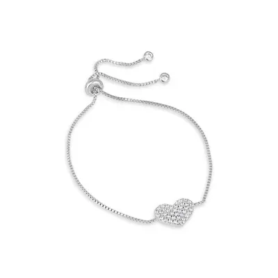 Womens 1 CT. T.W. Cubic Zirconia Sterling Silver Round Bolo Bracelet