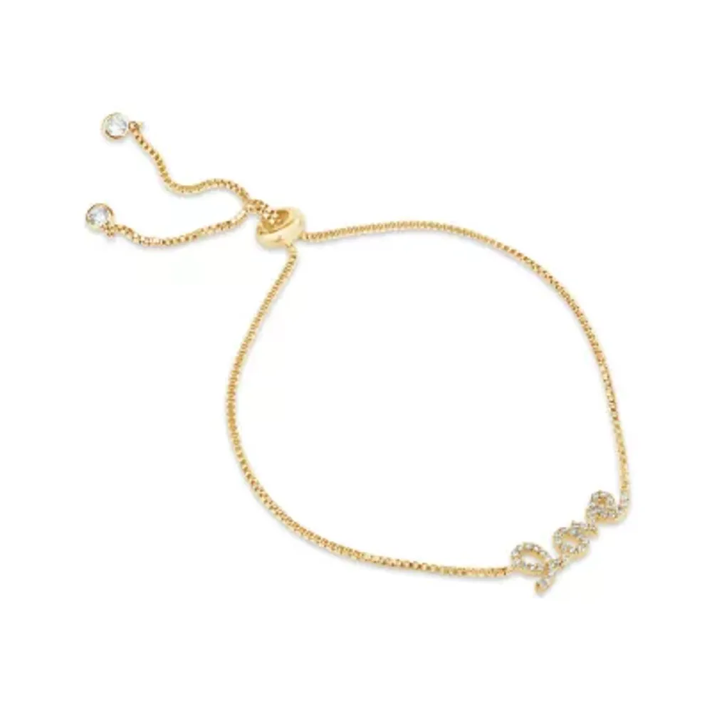 1/2 CT. T.W. White Cubic Zirconia 18K Gold Over Silver Round Bolo Bracelet
