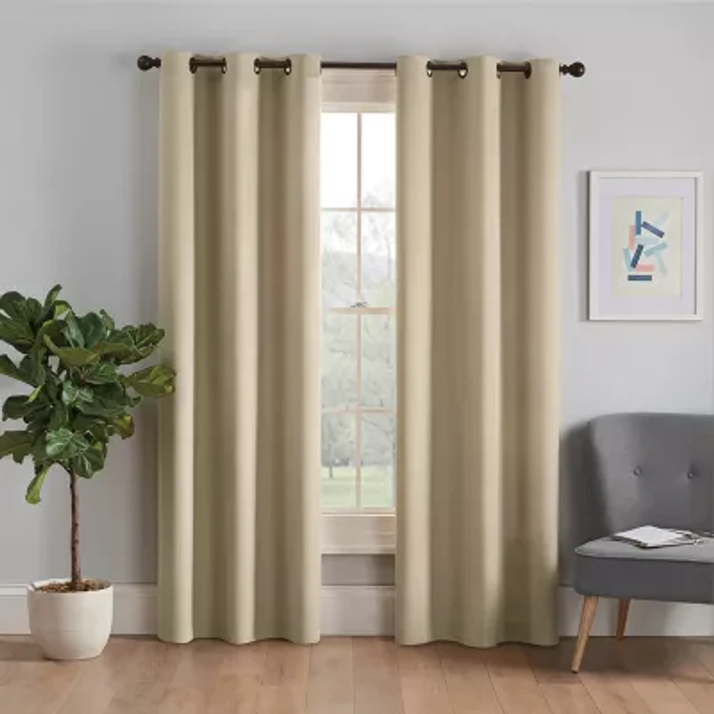 Eclipse Microfiber Energy Saving Blackout Grommet Top Single Curtain Panel