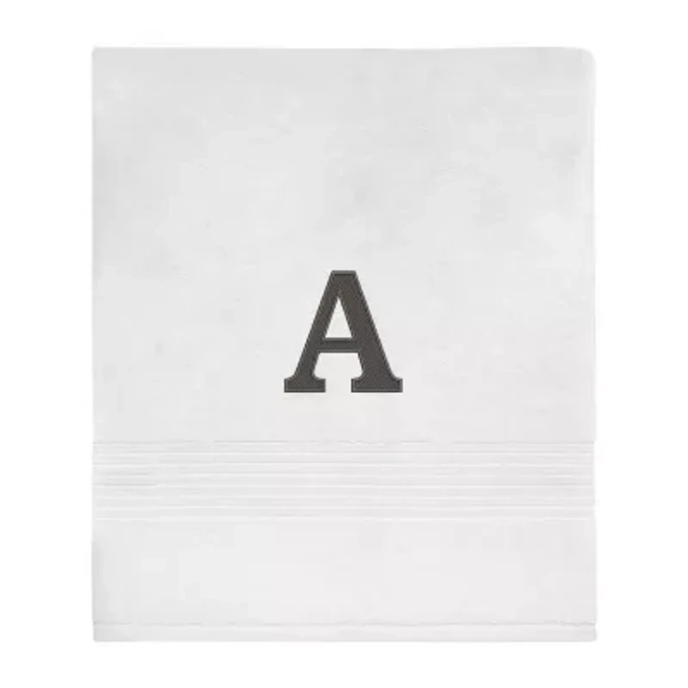 Avanti Block Monogram White/Grey Bath Towel Collection
