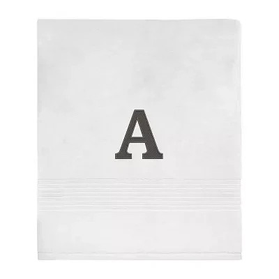 Avanti Block Monogram White/Grey Bath Towel Collection