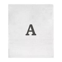 Avanti Block Monogram White/Grey Bath Towel Collection