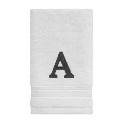 Avanti Block Monogram White/Grey Bath Towel Collection