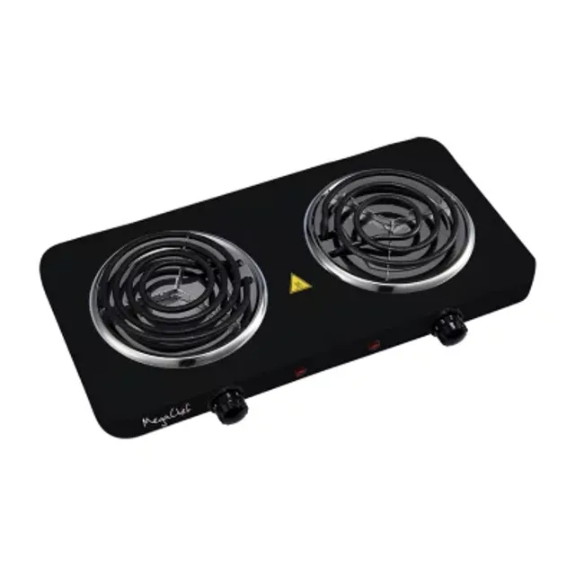 MegaChef Electric Easily Portable Heavy Duty Lightweight Dual Size Infrared Burner Cooktop
