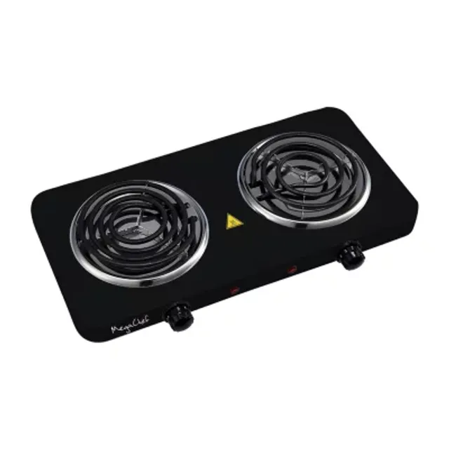 Megachef Portable 2-Burner Sleek Steel Hot Plate With Temperature