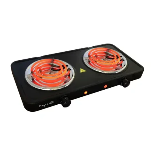 Megachef Portable 2-Burner Sleek Steel Hot Plate With Temperature