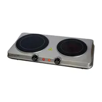 Megachef Portable 2-Burner Sleek Steel Hot Plate With Temperature Control Electric Burner