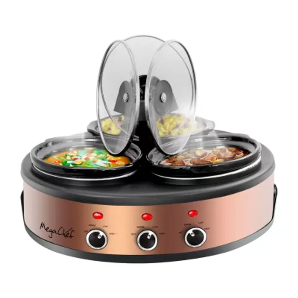 MegaChef Triple 1.5 Quart Slow Cooker and Buffet Server