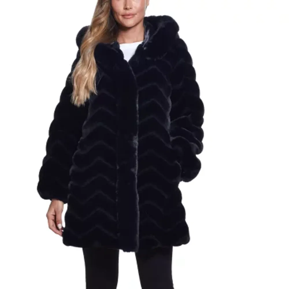 Gallery Womens Faux Fur Hooded Heavyweight Coat