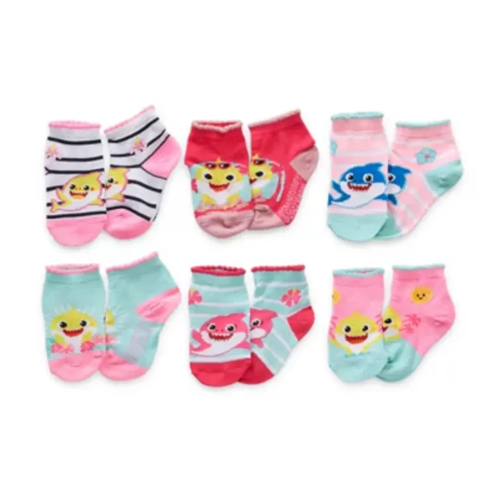 Toddler Girls 6 Pair Baby Shark Quarter Ankle Socks