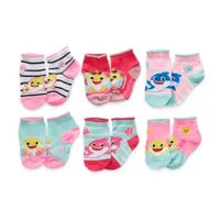 Toddler Girls 6 Pair Baby Shark Quarter Socks