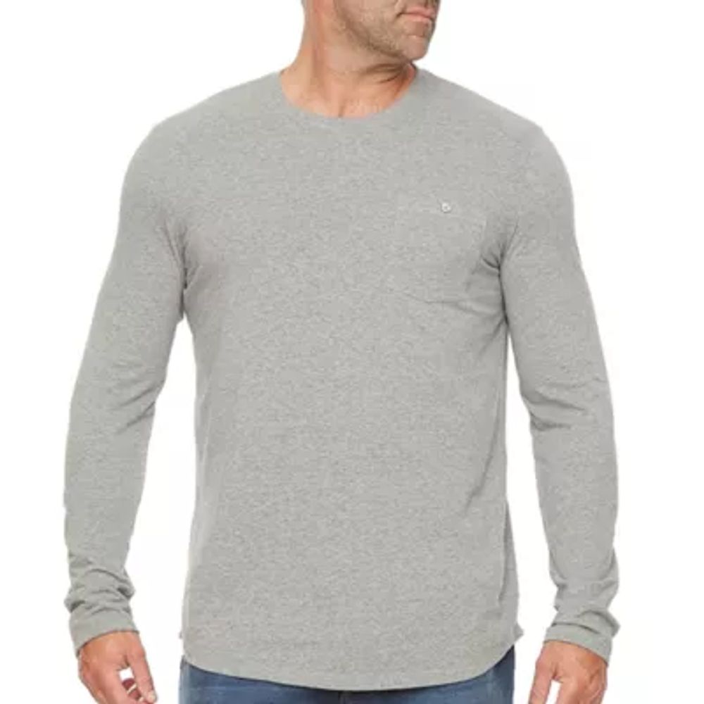 mutual weave Big and Tall Mens Crew Neck Long Sleeve Brushed Jersey Pocket Tee