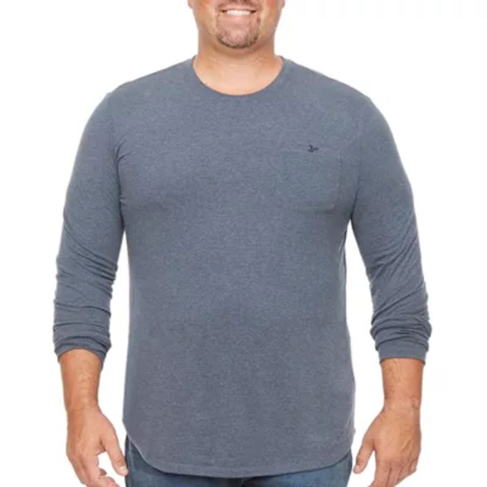 mutual weave Big and Tall Mens Crew Neck Long Sleeve Brushed Jersey Pocket Tee