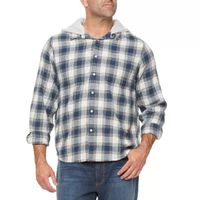 Arizona Big and Tall Mens Hooded Regular Fit Long Sleeve Flannel Shirt