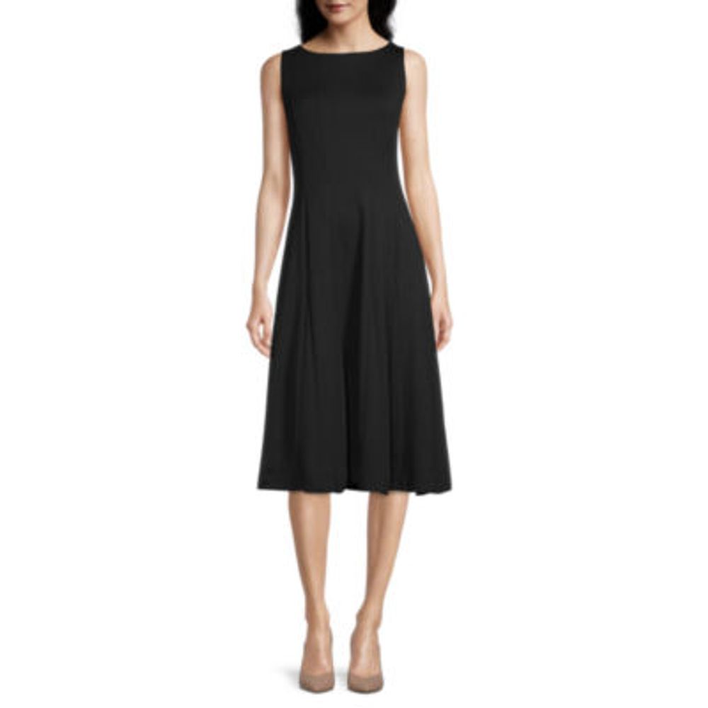 Liz Claiborne Sleeveless Midi Fit + Flare Dress