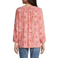 St. John's Bay Womens V Neck 3/4 Sleeve Blouse